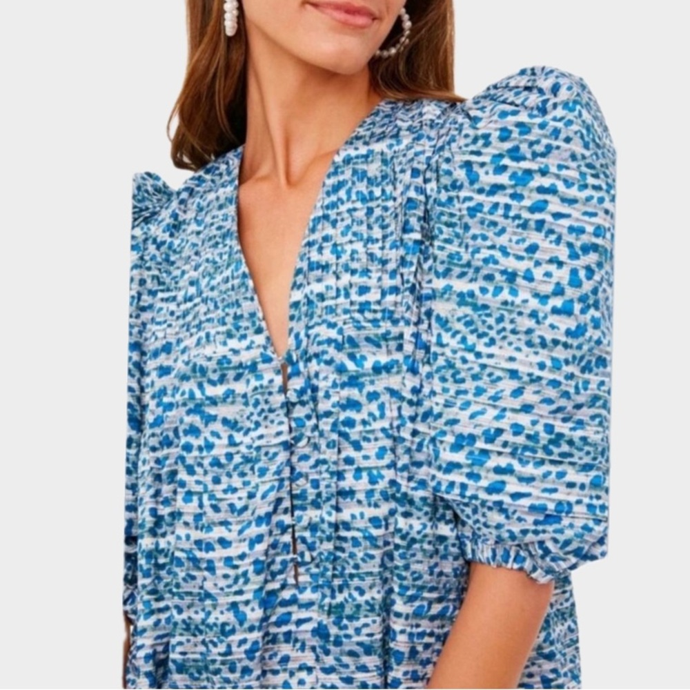 Hunter Bell, Jenkins Dress Blue/Gray Leopard Breaststroke Print, Size Large NWOT - Picture 3 of 16